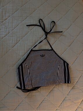 adidas Black & White Gingham Halter Top